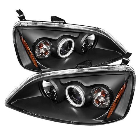 Honda Civic 01-03 2/4DR Projector Headlights - ( Do Not Fit SI Model ) - CCFL Halo - Black - High H1 (Included) - Low H1 (Included)