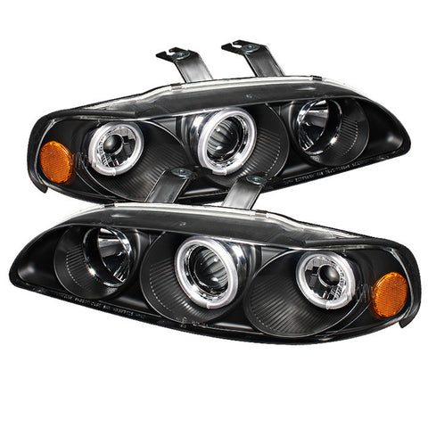 Honda Civic 92-95 2/3DR 1PC Projector Headlights - CCFL Halo - Black - High H1 (Included) - Low H1 (Included)