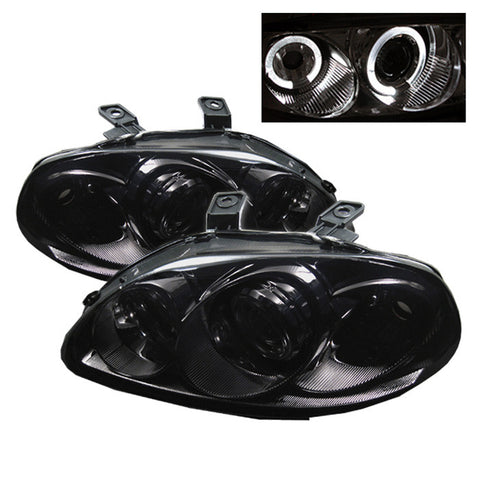 Honda Civic 96-98 Projector Headlights - LED Halo - Amber Reflector - Smoke - High H1 (Included) - Low H1 (Included)