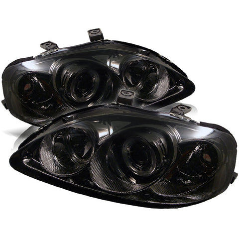 Honda Civic 99-00 Projector Headlights - LED Halo - Smoke - High H1 (Included) - Low H1 (Included)