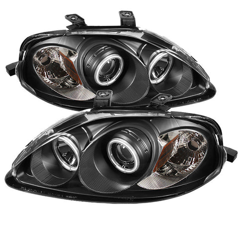 Honda Civic 99-00 Projector Headlights - CCFL Halo - Black - High H1 (Included) - Low H1 (Included)