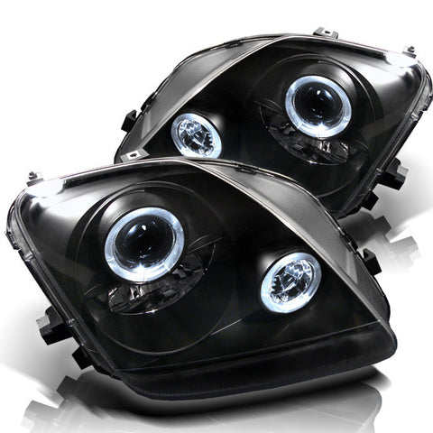 Honda Prelude 97-01 Projector Headlights - LED Halo - Black - High H1 (Included) - Low H1 (Included)