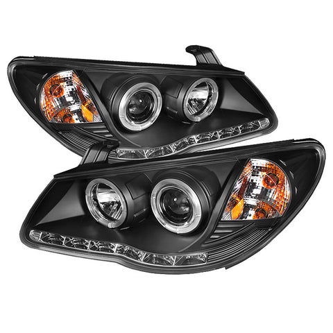Hyundai Elantra 07-10 Projector Headlights - LED Halo - DRL - Black - High H1 (Included) - Low H7 (Included)