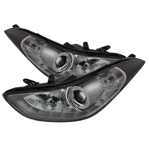 Hyundai Elantra 11-13 Projector Headlights - LED Halo -  DRL - Smoke - High H1 (Included) - Low H7 (Included)