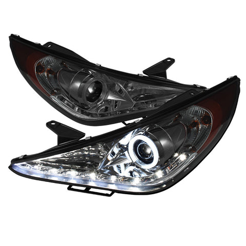 Hyundai Sonata 11-13 Projector Headlights - CCFL Halo - DRL - Smoke - High H7 (Included) - Low H7 (Included)