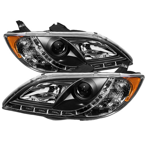 Mazda 3 04-08 4Dr Sedan Projector Headlights - Halogen Model Only  -  DRL - Black - High H1 (Included) - Low H1 (Included) -o