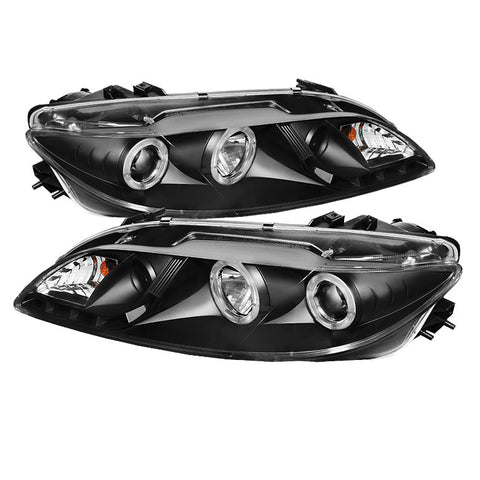 Mazda 6 03-05 With Fog Lights Projector Headlights - LED Halo - DRL - Chrome - High H1 (Included) - Low H1 (Included)