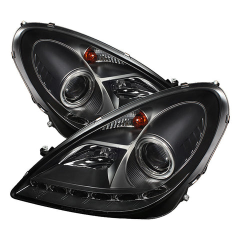 Mercedes Benz SLK 05-10 Projector Headlights - Halogen Model Only  - DRL - Black - High H1 (Included) - Low H7 (Included) -x