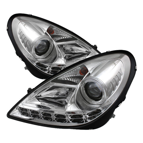 Mercedes Benz SLK 05-10 Projector Headlights - Halogen Model Only  - DRL - Chrome - High H1 (Included) - Low H7 (Included) -y