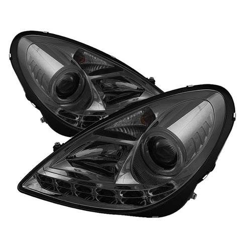 Mercedes Benz SLK 05-10 Projector Headlights - Halogen Model Only  - DRL - Smoke - High H1 (Included) - Low H7 (Included) -z