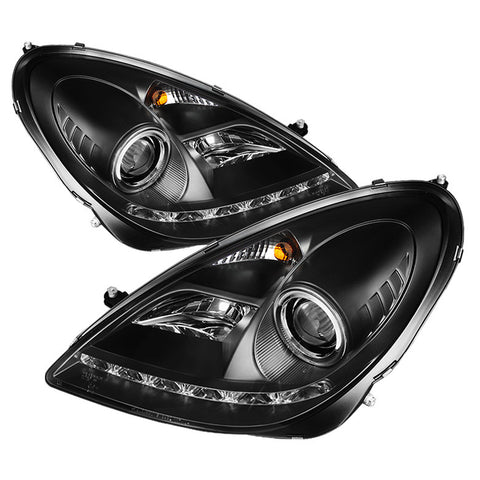 Mercedes Benz SLK 05-10 Projector Headlights - Xenon/HID Model Only  - DRL - Black - High H1 (Included) - Low D2R (Not Included) -a