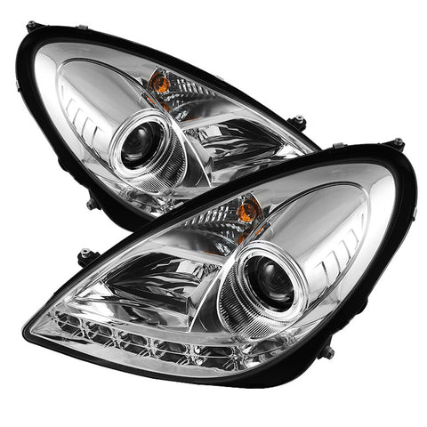 Mercedes Benz SLK 05-10 Projector Headlights - Xenon/HID Model Only  - DRL - Chrome - High H1 (Included) - Low D2R (Not Included) -b