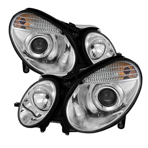 Mercedes Benz E-Class 03-06 Projector Headlights - Halogen Model Only  - Chrome - High H7 (Included) - Low H7 (Included) -m