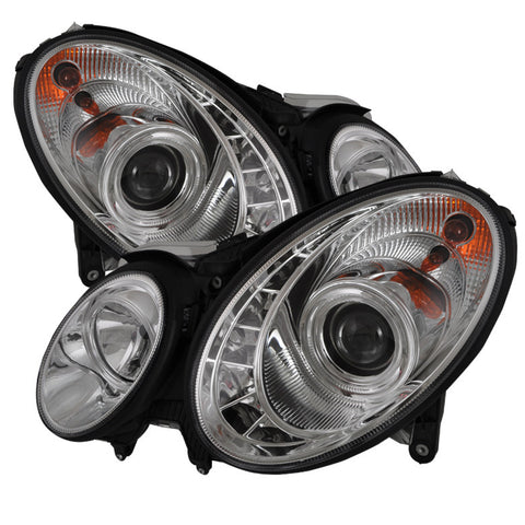 Mercedes Benz E-Class 03-06 Projector Headlights - Xenon/HID Model Only  - DRL - Chrome - High H7 (Included) - Low D2R (Not Included) -s