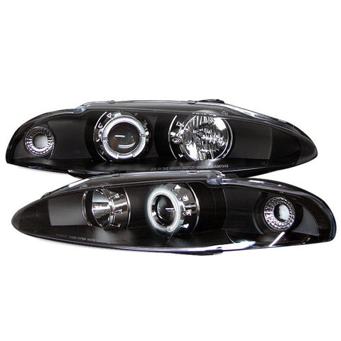 Mitsubishi Eclipse 95-96 Projector Headlights - CCFL Halo - Black - High H1 (Included) - Low H1 (Included)