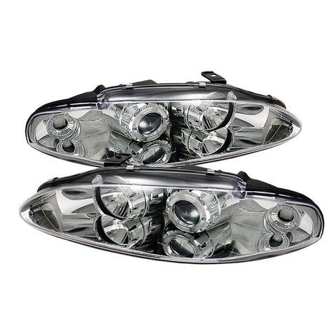Mitsubishi Eclipse 95-96 Projector Headlights - LED Halo - Chrome - High H1 (Included) - Low H1 (Included)