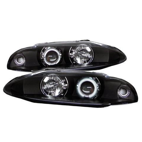 Mitsubishi Eclipse 97-99 Projector Headlights - CCFL Halo - Black - High H1 (Included) - Low H1 (Included)
