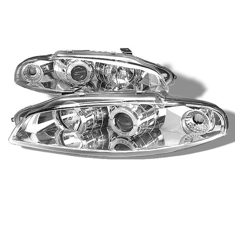 Mitsubishi Eclipse 97-99 Projector Headlights - LED Halo - Chrome - High H1 (Included) - Low H1 (Included)