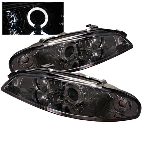 Mitsubishi Eclipse 97-99 Projector Headlights - LED Halo - Smoke - High H1 (Included) - Low H1 (Included)