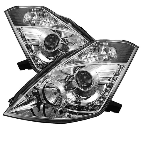 Nissan 350Z 03-05 Projector Headlights -  Xenon/HID Model Only  - DRL - Chrome - High H1 (Included) - Low D2R (Not Included) -o