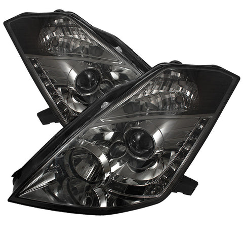 Nissan 350Z 03-05 Projector Headlights -  Xenon/HID Model Only  - DRL - Smoke - High H1 (Included) - Low D2R (Not Included) -p