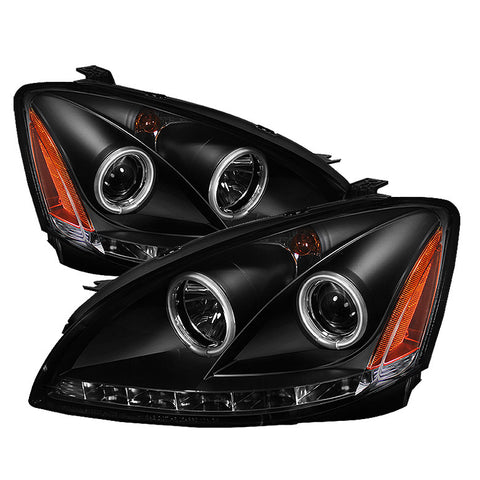 Nissan Altima 02-04 Projector Headlights - Halogen Model Only  - CCFL Halo - LED  - Black - High H1 (Included) - Low H1 (Included) -t