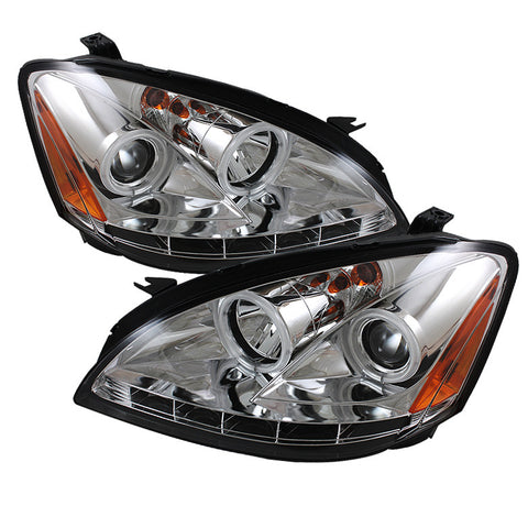 Nissan Altima 02-04 Projector Headlights - Halogen Model Only  - CCFL Halo - LED  - Chrome - High H1 - Low H1 -u