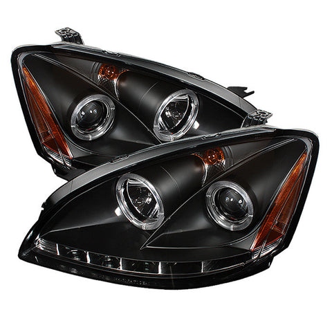 Nissan Altima 02-04 Projector Headlights - Halogen Model Only  - LED Halo - LED  - Black - High H1 (Included) - Low H1 (Included) -v