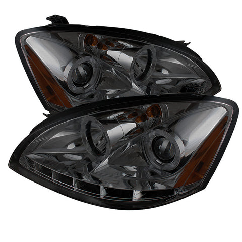 Nissan Altima 02-04 Projector Headlights - Halogen Model Only  - LED Halo - LED  - Smoke - High H1 (Included) - Low H1 (Included) -x