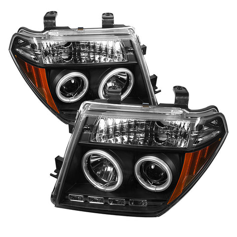 Nissan Frontier 05-08 / Nissan Pathfinder 05-07 Projector Headlights - CCFL Halo - LED  - Black - High H1 (Included) - Low H1 (Included) -v