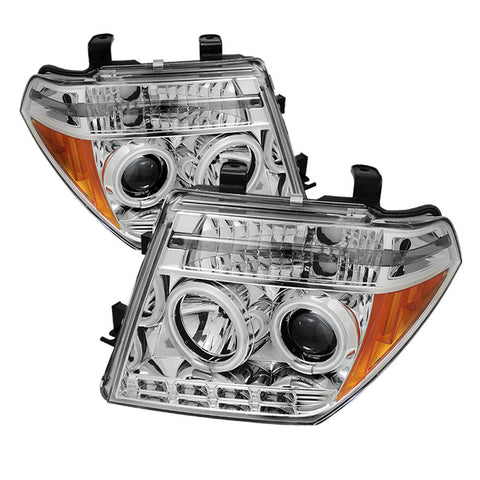 Nissan Frontier 05-08 / Nissan Pathfinder 05-07 Projector Headlights - CCFL Halo - LED  - Chrome - High H1 (Included) - Low H1 (Included) -w