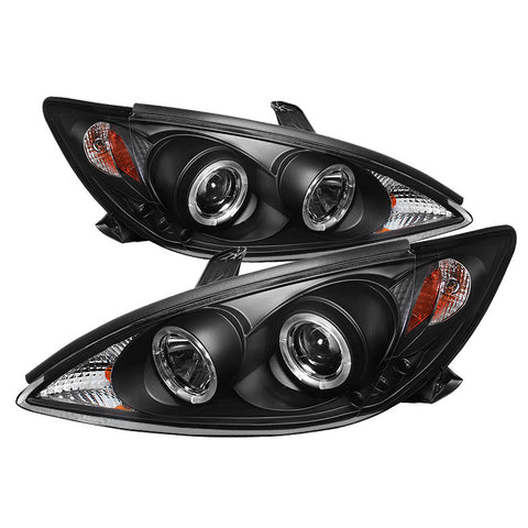 Toyota Camry 02-06 Projector Headlights - LED Halo - LED ( Replaceable LEDs ) - Black - High H1 (Included) - Low H1 (Included)