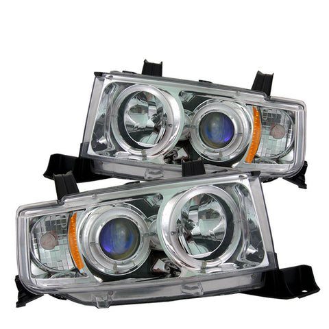 Scion XB 03-07 Projector Headlights - LED Halo - Chrome - High H1 (Included) - Low 9006 (Not Included)