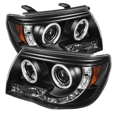 Toyota Tacoma 05-11 Projector Headlights - CCFL Halo - LED ( Replaceable LEDs ) - Black - High H1 (Included) - Low H1 (Included)