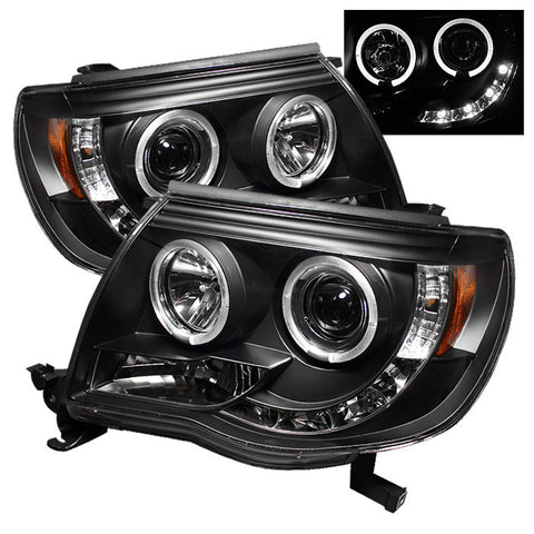 Toyota Tacoma 05-11 Projector Headlights - LED Halo - LED ( Replaceable LEDs ) - Black - High H1 (Included) - Low H1 (Included)