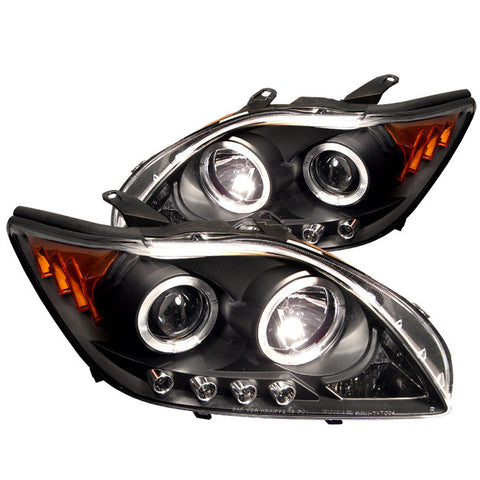 Scion TC 05-07 Projector Headlights - LED Halo -Replaceable LEDs - Black - High H1 (Included) - Low 9006 (Not Included)