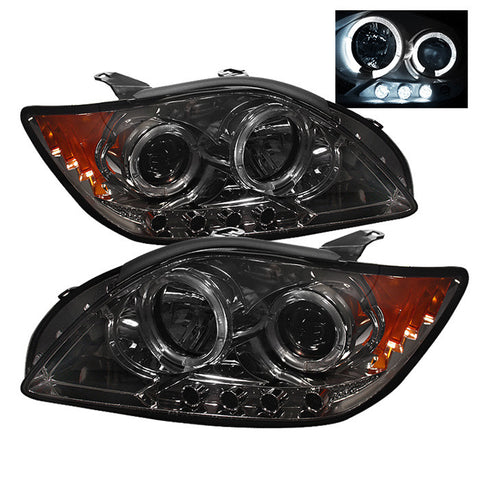 Scion TC 05-07 Projector Headlights - LED Halo -Replaceable LEDs - Smoke - High H1 (Included) - Low 9006 (Not Included)