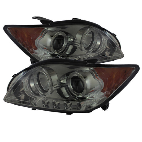 Scion TC 08-10 Projector Headlights - LED Halo -Replaceable LEDs - Smoke - High H1 (Included) - Low 9005 (Included)