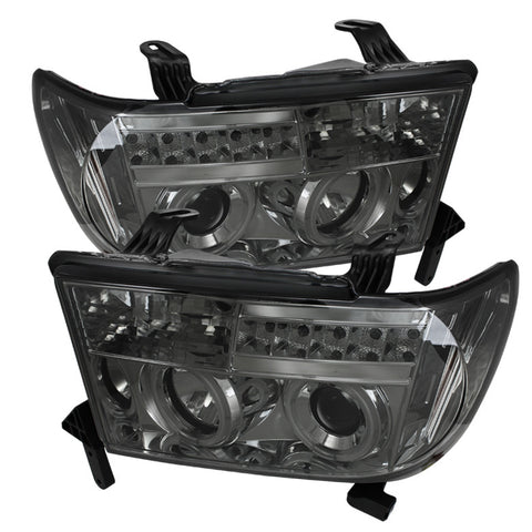 Toyota Tundra 07-13 / Toyota Sequoia 08-13 Projector Headlights - CCFL Halo - LED  - Smoke - High H1 (Included) - Low H1 (Included) -c