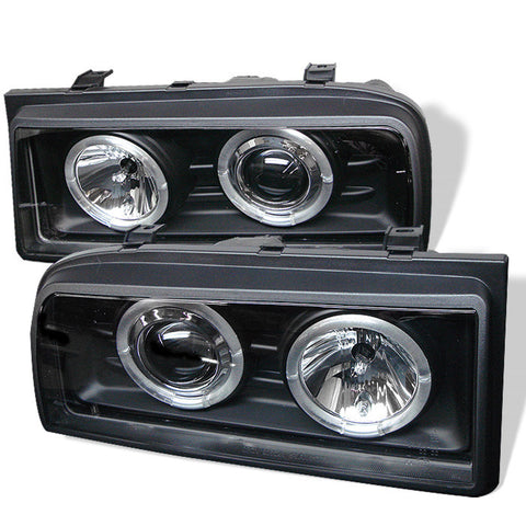Volkswagen Corrado 90-94 Projector Headlights - LED Halo - Black - High H1 (Included) - Low H1 (Included)