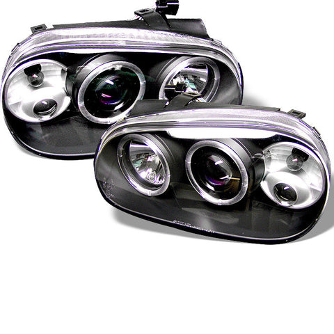 Volkswagen Golf IV 99-05 Projector Headlights - LED Halo - Black - High H1 (Included) - Low H1 (Included)