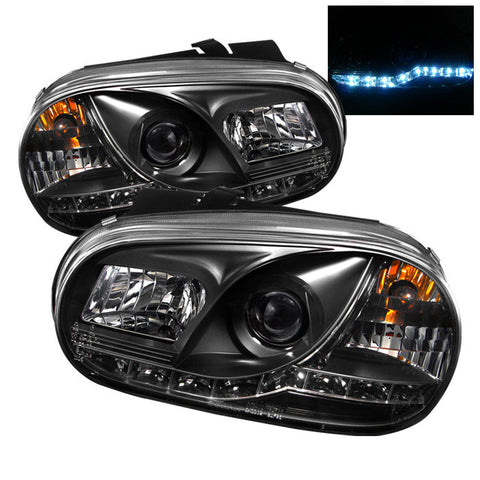 Volkswagen Golf IV 99-05 Projector Headlights - DRL - Black - High H1 (Included) - Low H1 (Included)