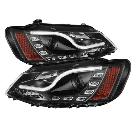 Volkswagen Jetta 11-13 Projector Headlights - Halogen Model Only  Light Tube DRL - Black - High H1 (Included) - Low H7 (Included) -y