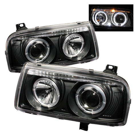 Volkswagen Jetta III 93-98 Projector Headlights - LED Halo - Black - High H1 (Included) - Low H1 (Included)