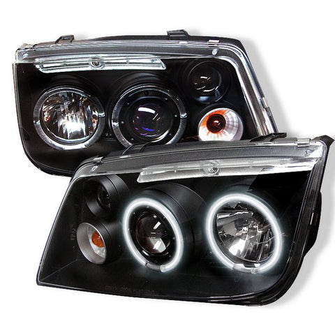 Volkswagen Jetta 99-05 Projector Headlights - CCFL Halo - Black - High H1 (Included) - Low H1 (Included)