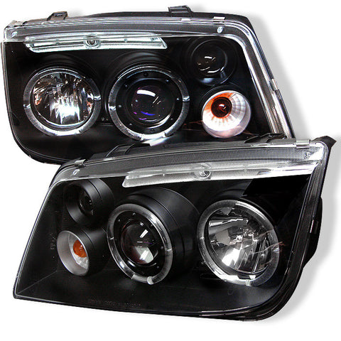 Volkswagen Jetta 99-05 Projector Headlights - LED Halo - Black - High H1 (Included) - Low H1 (Included)