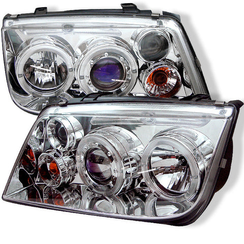 Volkswagen Jetta 99-05 Projector Headlights - LED Halo - Chrome - High H1 (Included) - Low H1 (Included)