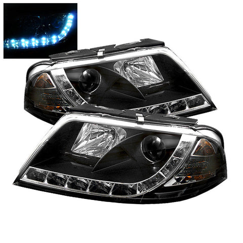 Volkswagen Passat 01-05 Projector Headlights - DRL - Black - High H1 (Included) - Low H1 (Included)