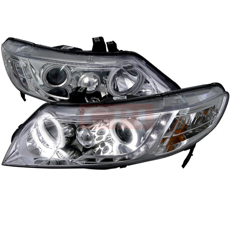 Honda  06-08 Honda  Civic Ccfl Projector Headlight Chrome Housing Gen 2