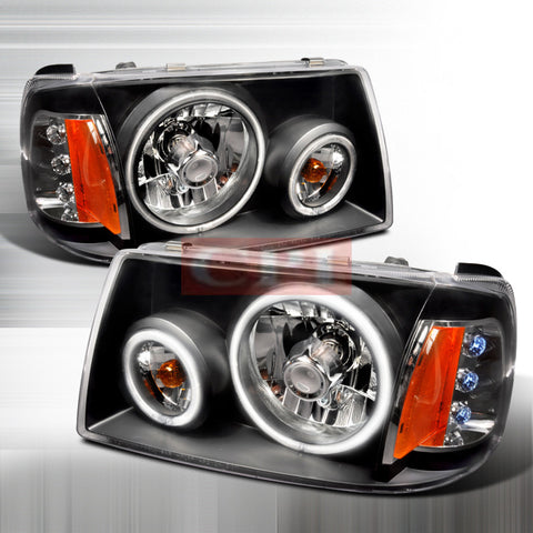 FORD 2001-2004 FORD RANGER CCFL HEADLIGHTS -BLACK 1 SET RH&LH   2001,2002,2003,2004